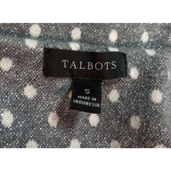 Talbots Shirt Ladies Small Gray White Polka Dot Long Sleeve Light Weight - Picture 5 of 7